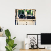 Rustieke radio en verweerde koffer poster (Thuiskantoor)