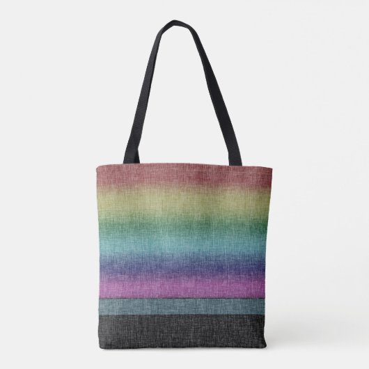 Rustieke Rainbow Stripe Crosshatch Patroon Tote Bag (Achterkant)