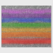 Rustieke Rainbow Stripe Grijs Crosshatch Cadeaupapier (Vlak)