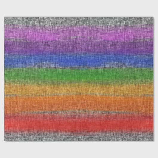 Rustieke Rainbow Stripe Grijs Crosshatch Cadeaupapier (Vlak)