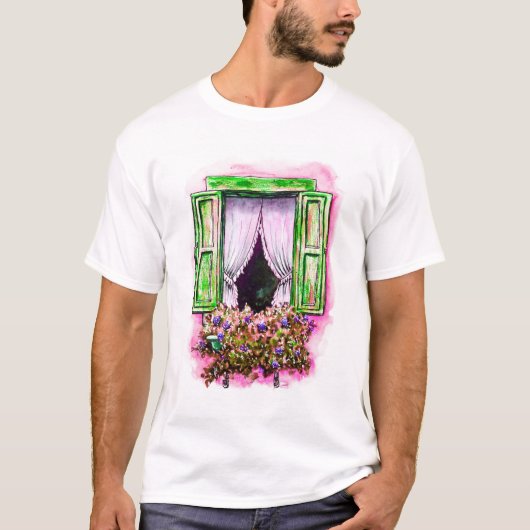 Rustieke ramen: Waterverf schets provance. T-shirt (Voorkant)