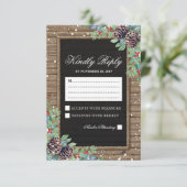 Rustieke reactie | Kerst Winter Bruiloft RSVP Kaartje (Staand voorkant)