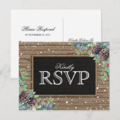 Rustieke reactie | Kerst Winter Bruiloft RSVP Uitnodiging Briefkaart (Voorkant / Achterkant)