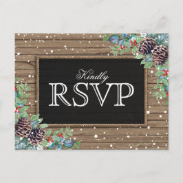 Rustieke reactie | Kerst Winter Bruiloft RSVP Uitnodiging Briefkaart