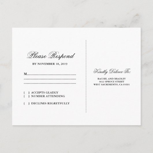 rustieke reactie | Kerst Winter Wedding RSVP Uitnodiging Briefkaart (Achterkant)