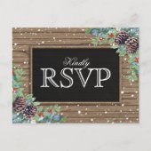rustieke reactie | Kerst Winter Wedding RSVP Uitnodiging Briefkaart (Voorkant)