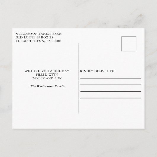 Rustieke Red Barn Country Company Kerst Kaart (Achterkant)