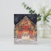Rustieke Red Barn Country Company Kerst Kaart (Staand voorkant)