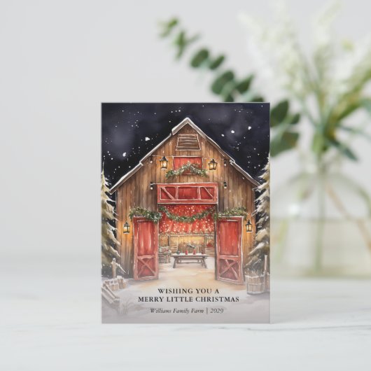 Rustieke Red Barn Country Company Kerst Kaart (Staand voorkant)