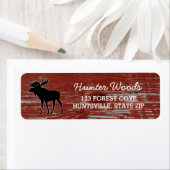 Rustieke Red Barn Wood Grain | Manly Moose Wildlif Etiket (Insitu)