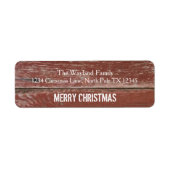 Rustieke Red Barn Wood Kerst Adresetiketten Etiket (Voorkant)