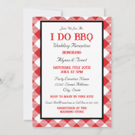 Rustieke Red Gingham Ik doe BBQ bruiloft receptie Kaart