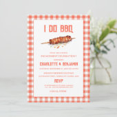 Rustieke Red Gingham Ik doe BBQ Verlovingsfeest Kaart (Staand voorkant)
