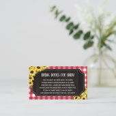 Rustieke Red Gingham & Zonnebloemen Boeken voor Ba Informatiekaartje (Staand voorkant)