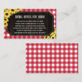 Rustieke Red Gingham & Zonnebloemen Boeken voor Ba Informatiekaartje (Voorkant / Achterkant)