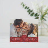 Rustieke Red Plaid Budget Foto Kerst Kaart (Staand voorkant)