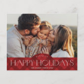 Rustieke Red Plaid Budget Foto Vakantie Kaart (Voorkant)