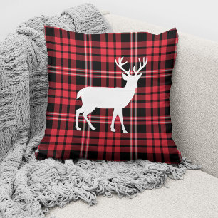 Rustieke Red Plaid Deer Kerstmis Kussen