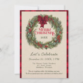 Rustieke Red Plaid Greenery Boerderij Kerstmis Kaart (Voorkant)