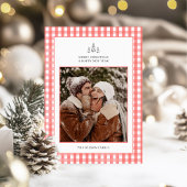 Rustieke Red Plaid paar foto kerst Feestdagenkaart