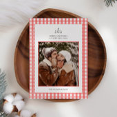Rustieke Red Plaid paar foto kerst Feestdagenkaart