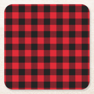 Rustieke Red Plaid Pattern Holiday Kartonnen Onderzetters