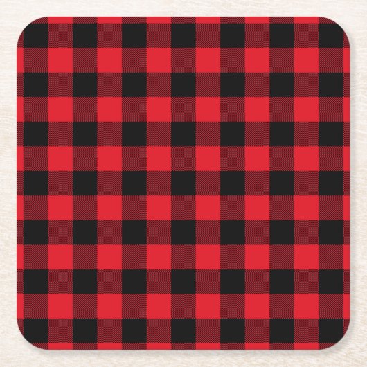 Rustieke Red Plaid Pattern Holiday Kartonnen Onderzetters (Voorkant)