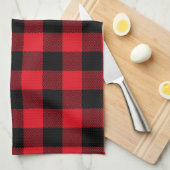 Rustieke Red Plaid Pattern Holiday Theedoek (Quarter Fold)