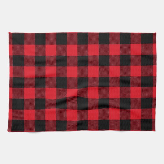 Rustieke Red Plaid Pattern Holiday Theedoek (Horizontaal)