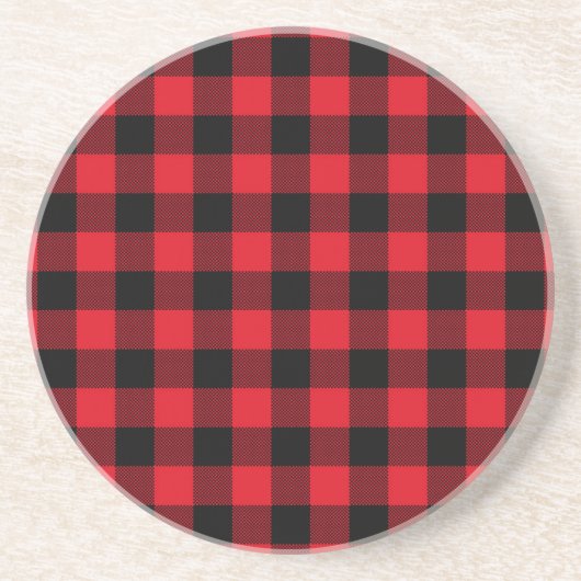 Rustieke Red Plaid Pattern Holiday Zandsteen Onderzetter (Voorkant)