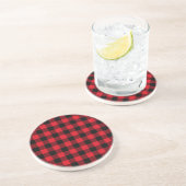 Rustieke Red Plaid Pattern Holiday Zandsteen Onderzetter (Zijkant)