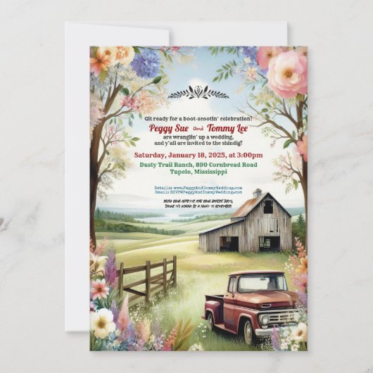 Rustieke Redneck Countryside Wedding Kaart (Voorkant)