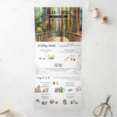 Rustieke Redwood Forest Wedding Drieluik Uitnodiging (Binnen)