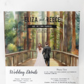 Rustieke Redwood Forest Wedding Drieluik Uitnodiging (Binnenzijde eerst)