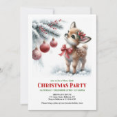 Rustieke reekalf besneeuwde bos serene scène Kerst Kaart (Voorkant)