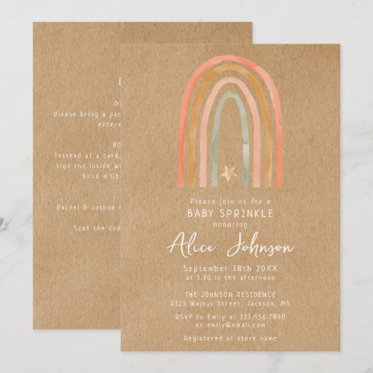 Rustieke regenboog alles in één Baby strooidouche Kaart (Voorkant / Achterkant)