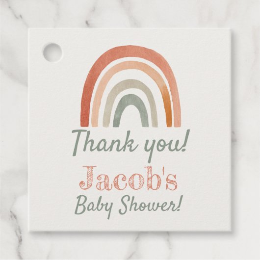 Rustieke regenboog baby shower dank u bedankjes labels (Voorkant)