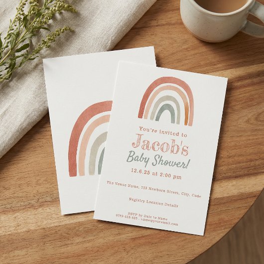 Rustieke regenboog baby shower minimalistische uit kaart