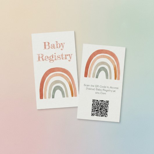 Rustieke regenboog baby shower QR Code Registry Ka Informatiekaartje
