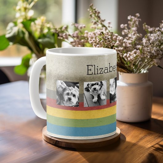 Rustieke Regenboog Hipster 4 Foto Aangepaste Colla Koffiemok