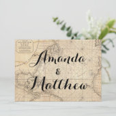 Rustieke Reizen Geïnspireerd Kaart Huwelijksuitnod (Staand voorkant)