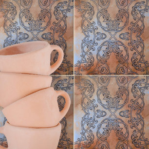 Rustieke Renaissance Earth-toned Swirls en Curves Tegeltje