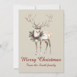 Rustieke rendier kerstkaart