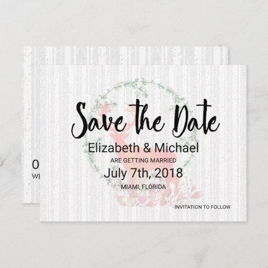 Rustieke rendieren en berken bomen bruiloft STD Aankondigingskaart (Voorkant / Achterkant)