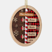 Rustieke Rendieren Plaid Familie Kerstmis Keramisch Ornament (Rechts)