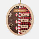 Rustieke Rendieren Plaid Familie Kerstmis Keramisch Ornament (Links)