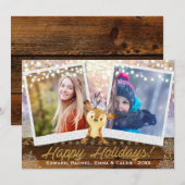 Rustieke rendieren twee foto Lijst kerst collage Feestdagenkaart (Voorkant / Achterkant)
