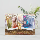 Rustieke rendieren twee foto Lijst kerst collage Feestdagenkaart (Staand voorkant)