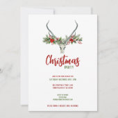 Rustieke rendierschedel met geruite kerstfeest feestdagenkaart (Voorkant)