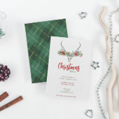 Rustieke rendierschedel met geruite kerstfeest feestdagenkaart